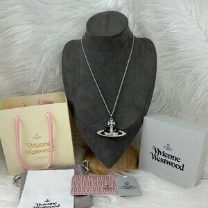 NEW Vivienne Westwood Black Heart Saturn Necklace